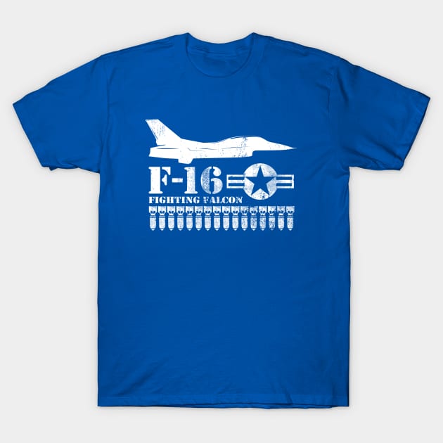 F-16 Fighting Falcon (distressed) T-Shirt by TCP